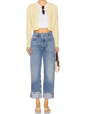 AGOLDE Fran Low Slung Straight Jeans Reign Raw Hem Size 27